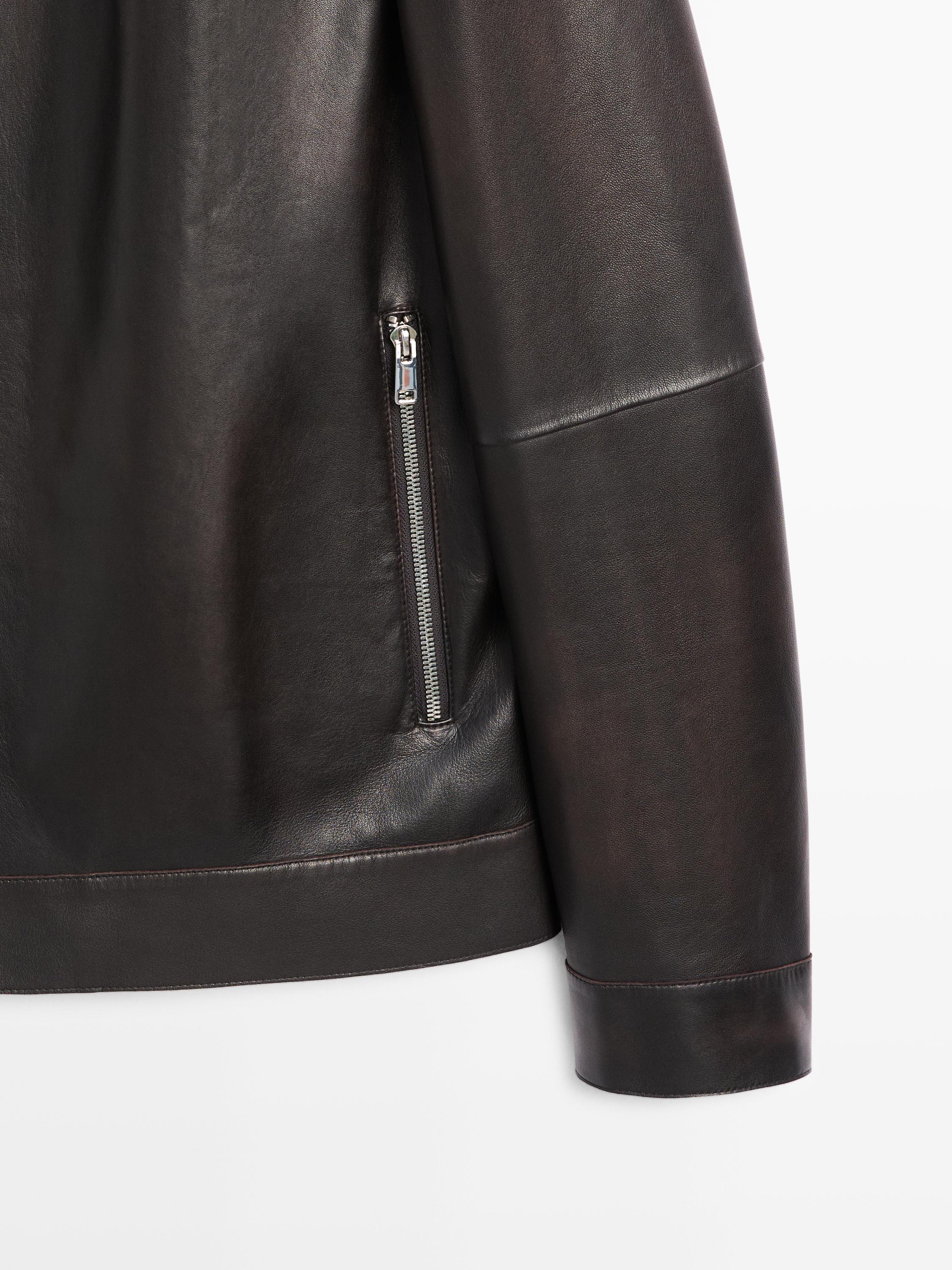 Distressed effect nappa leather jacket